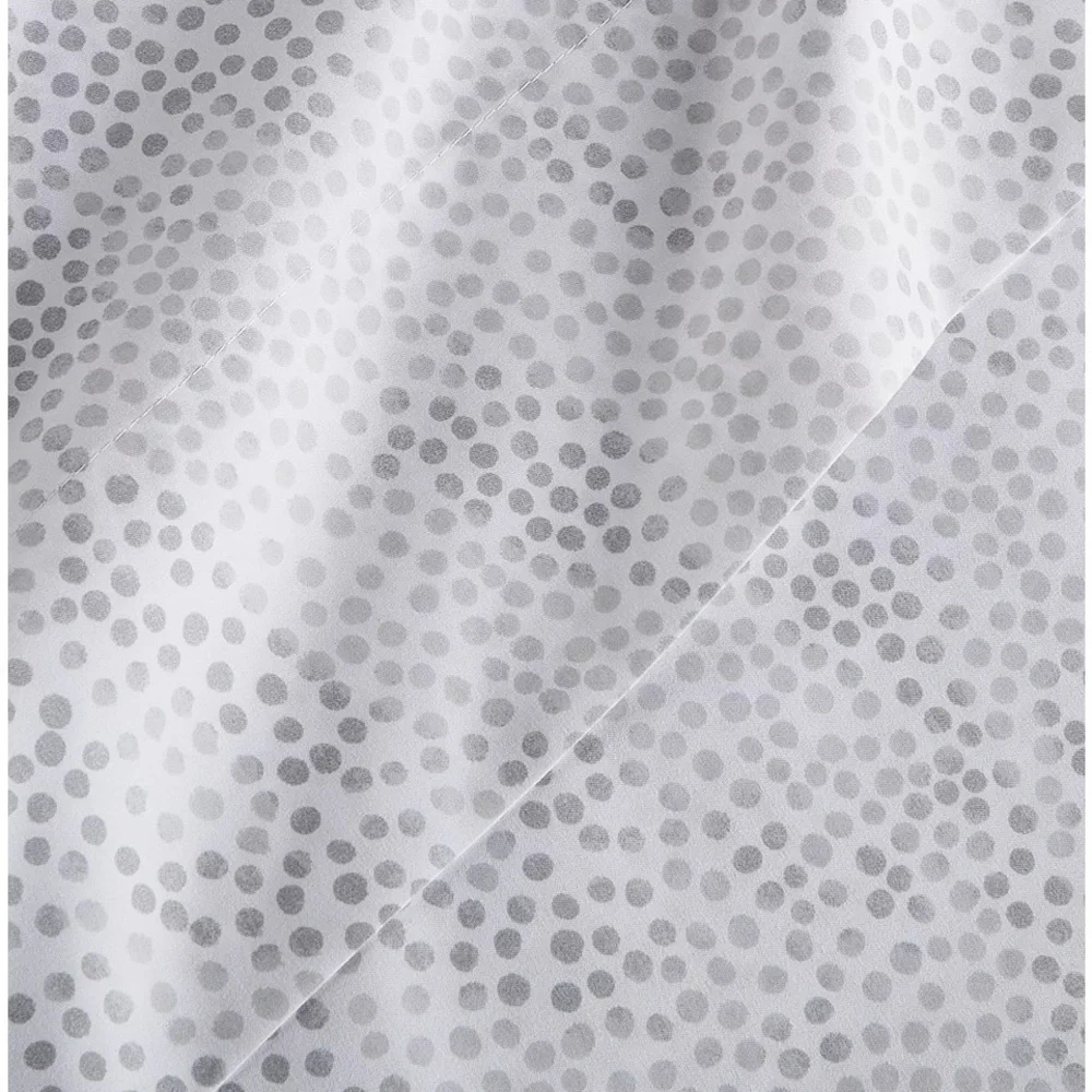 HOME DESIGN Easy Care Printed Microfiber 4-Pc. Sheet Set, Queen, Grey Dots